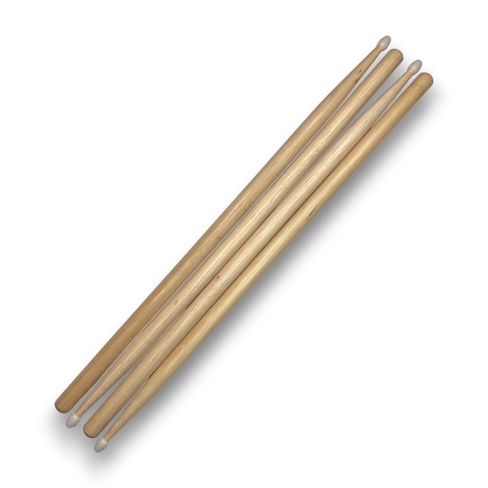 Wooden‎ Drum Sticks Nylon Tip Set of 4 Natural Wood Unbranded 16"